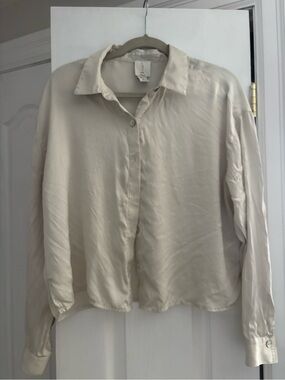 Joie Cream Silk Button-Front Blouse